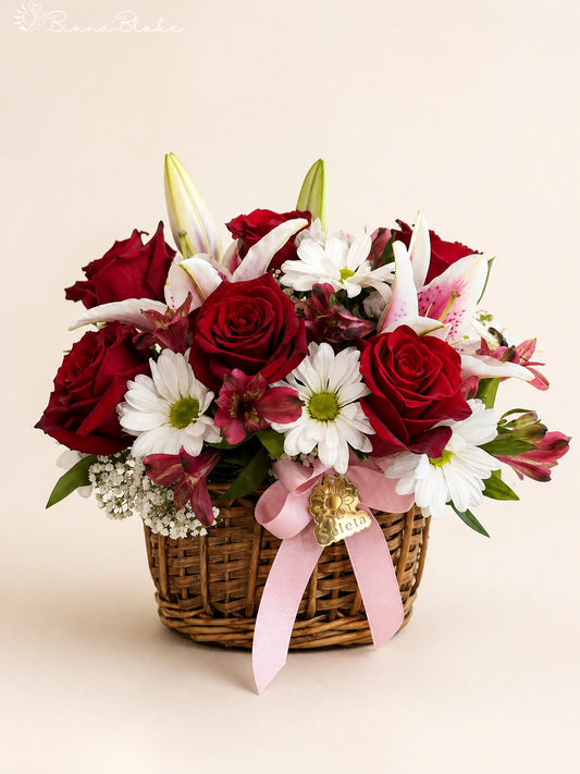 Roses and Lily basket
