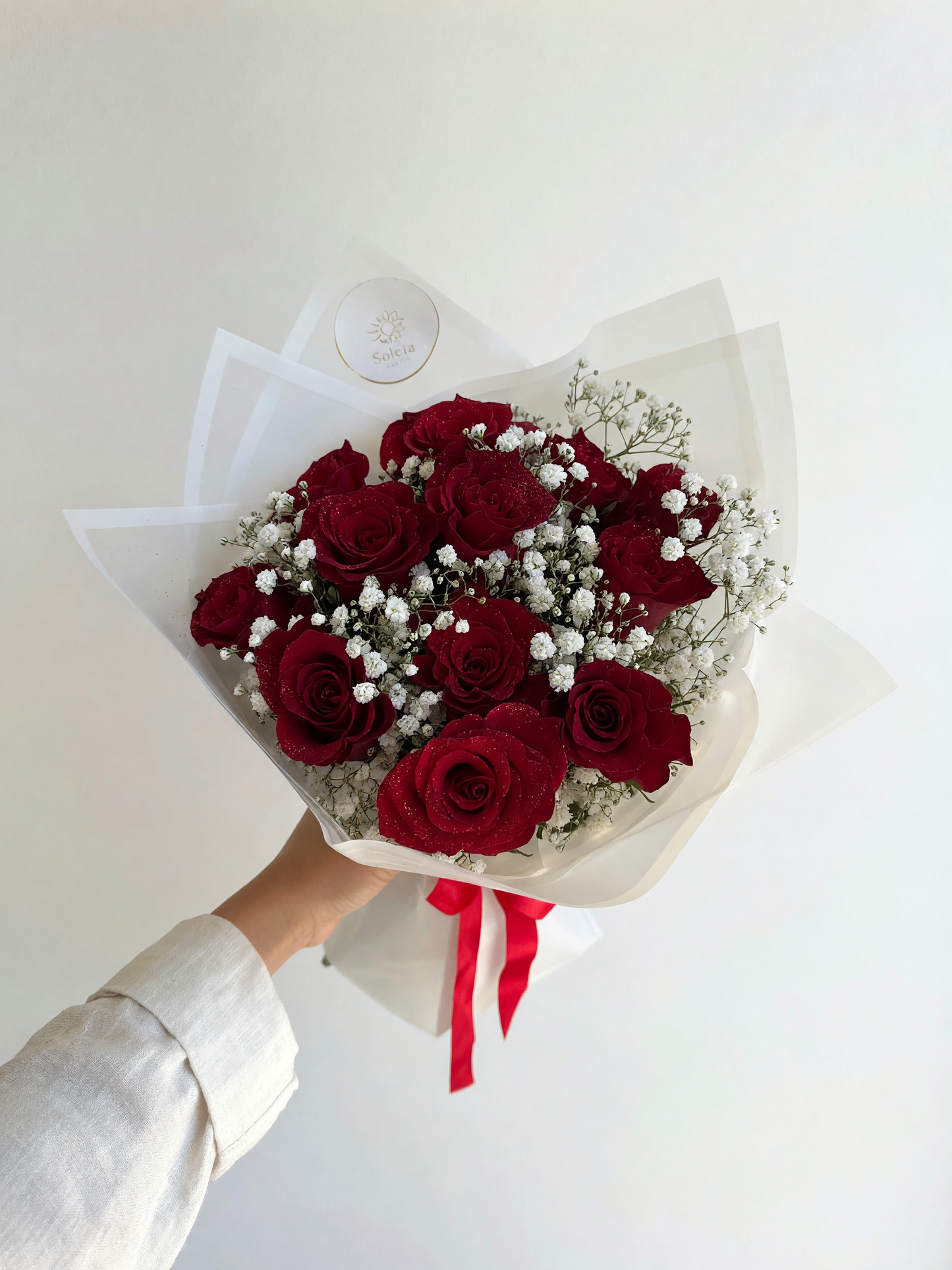 Classic Dozen Roses with Baby's Breath