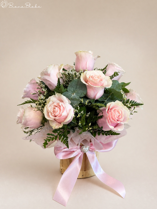 Dozen Roses Basket