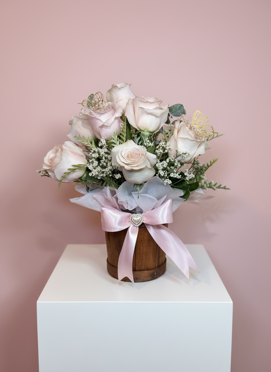 Dozen Roses Basket