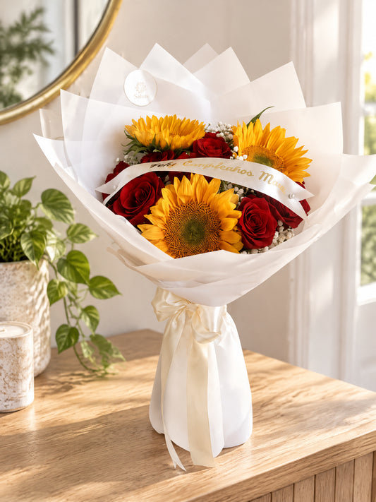 Sunflowers and roses